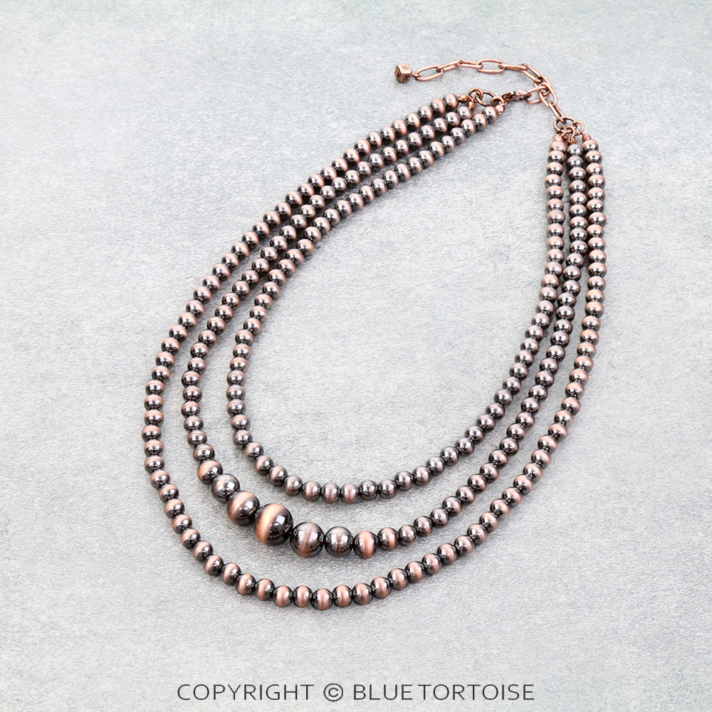 Navajo Style Pearl 3 Layered Necklace