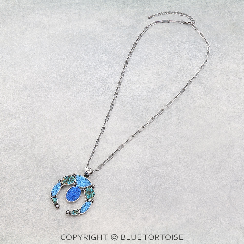 Western Squash Blossom Chip Stone Necklace