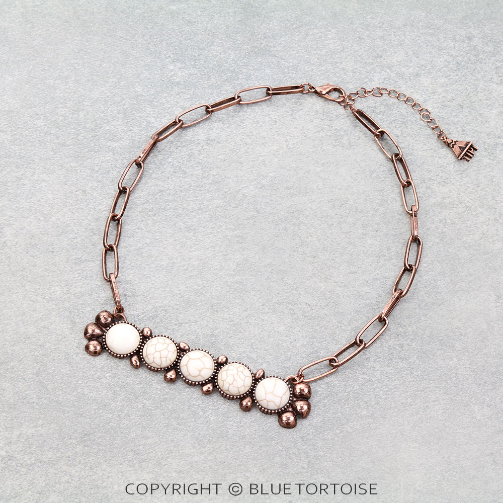 Western Round Stone Plate Necklace