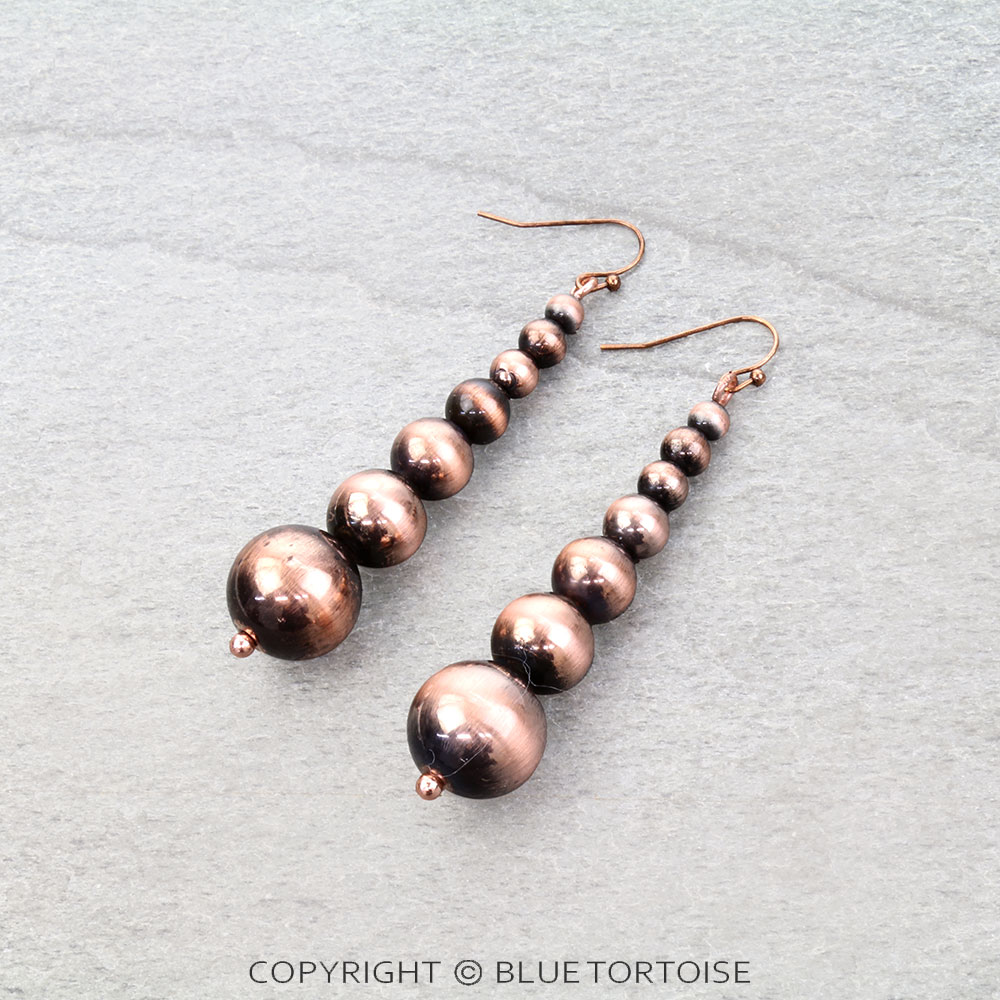 Navajo Style Pearl Drop Dangle Earrings