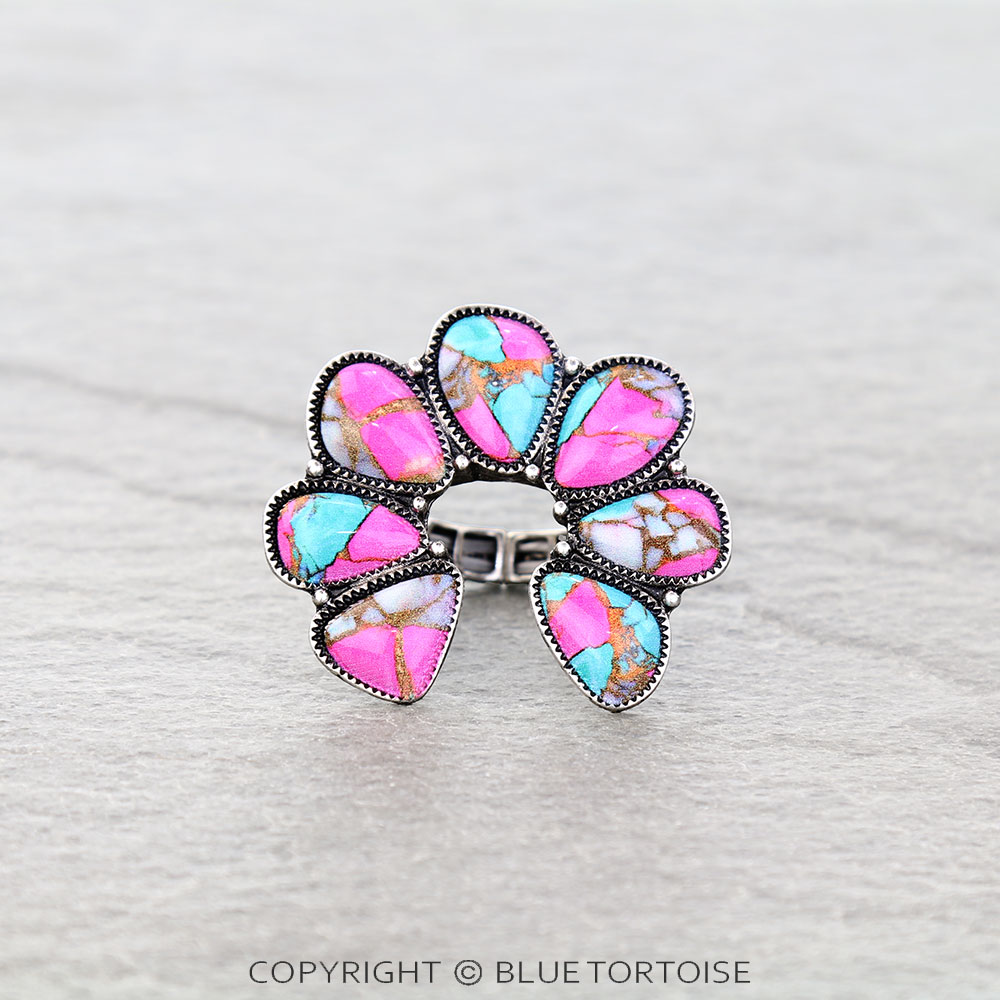 Western Squash Blossom Stone Stretch Ring