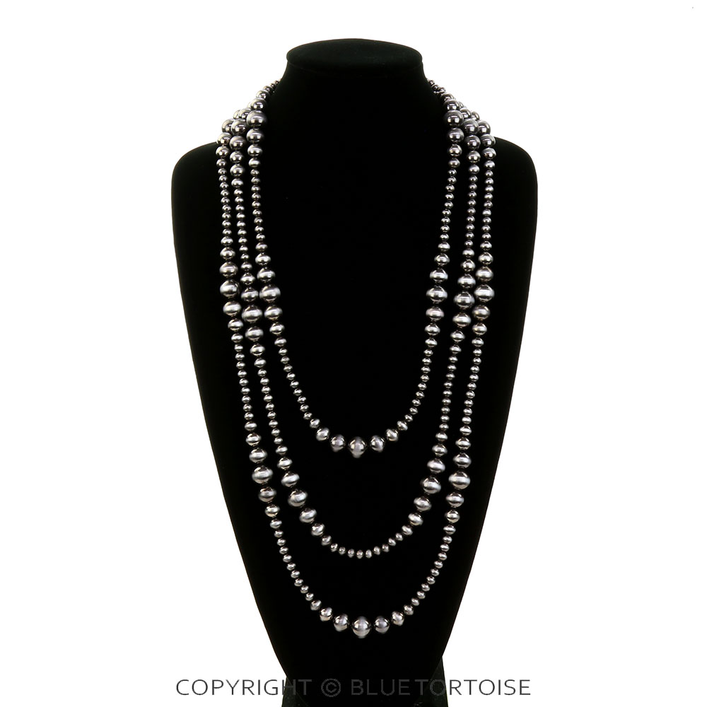 Navajo Style Pearl 3 Layered Necklace - Image 2