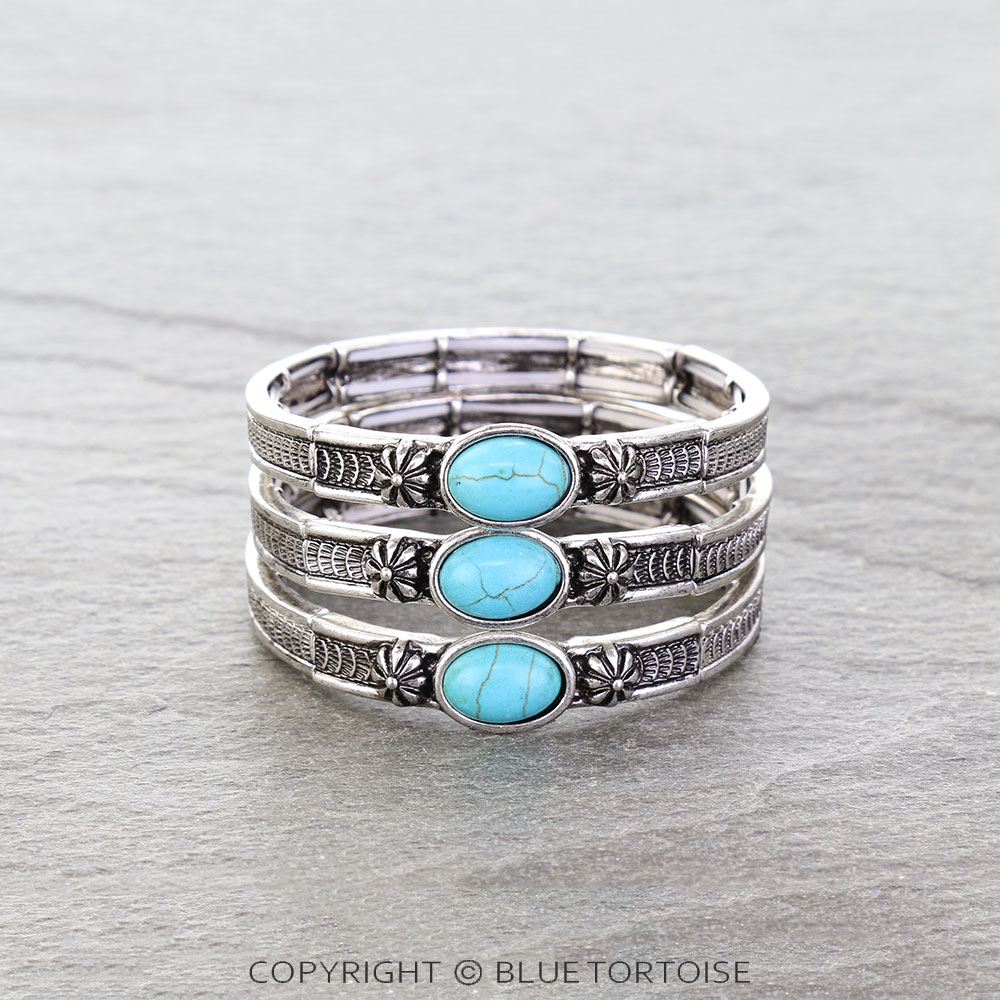 Western Concho Stone Stackable Bracelet
