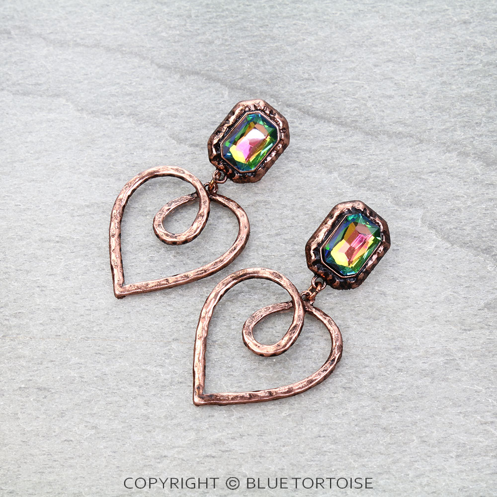 Western Heart Stone Stud Earrings