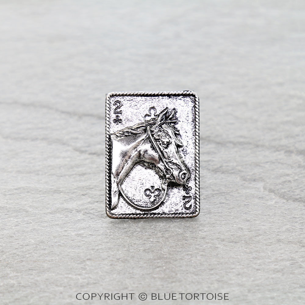 Western Gamble Horse Card Cuff Ring