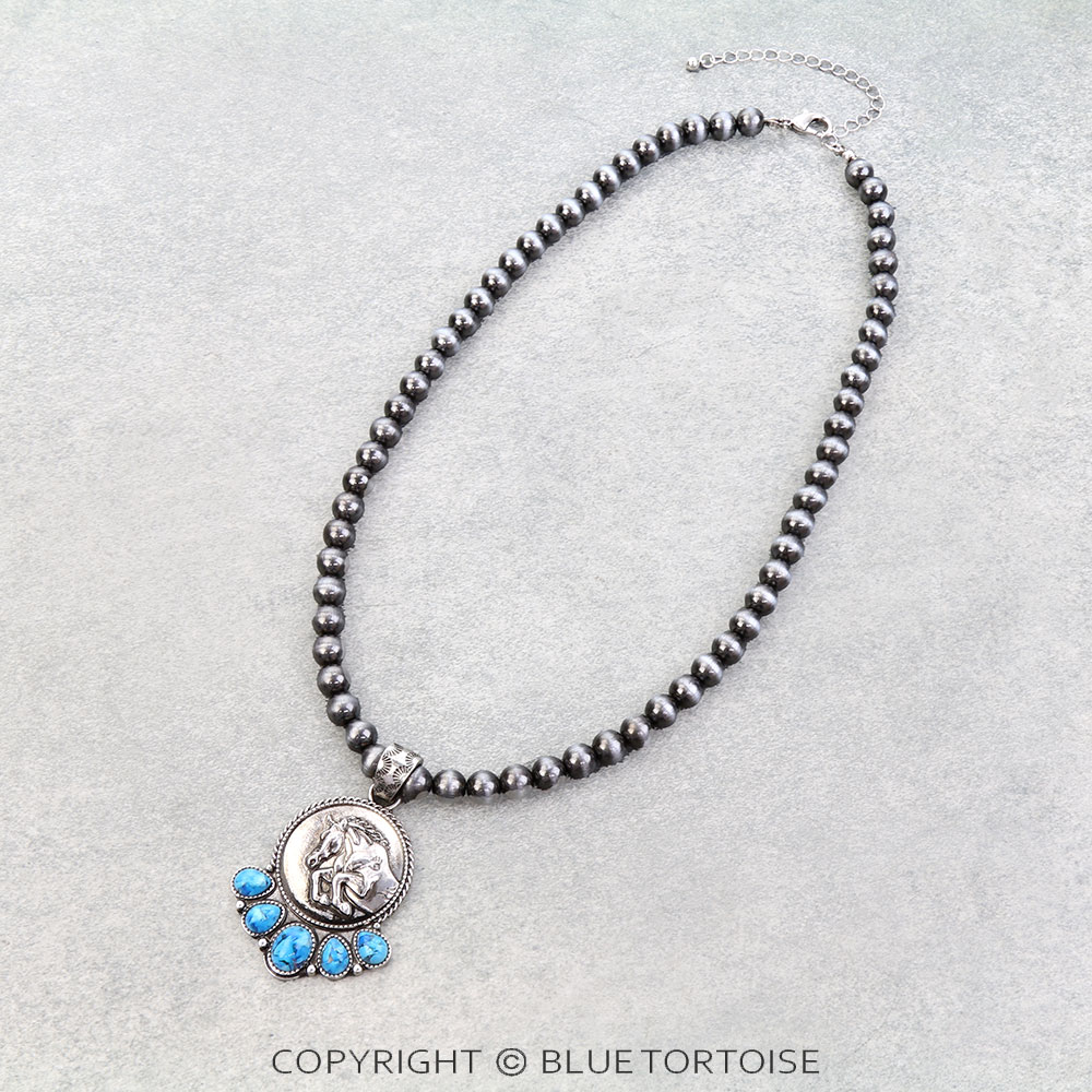 Western Horse Stone Necklace