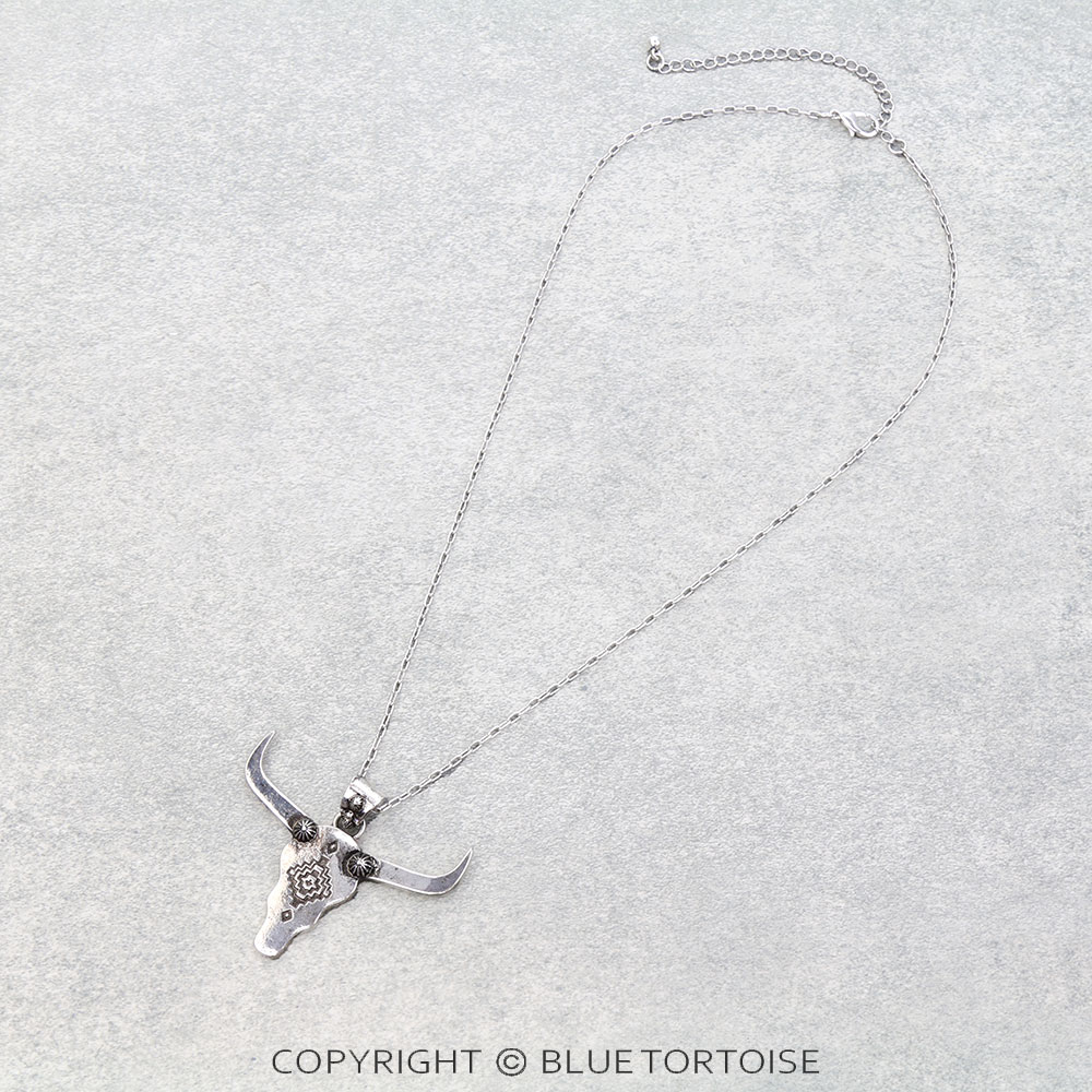 Western Aztec Steer Skull Necklace