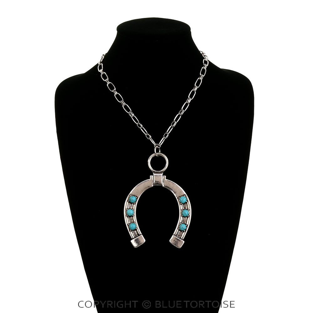 Western Horseshoe with Stone Necklace - Image 2