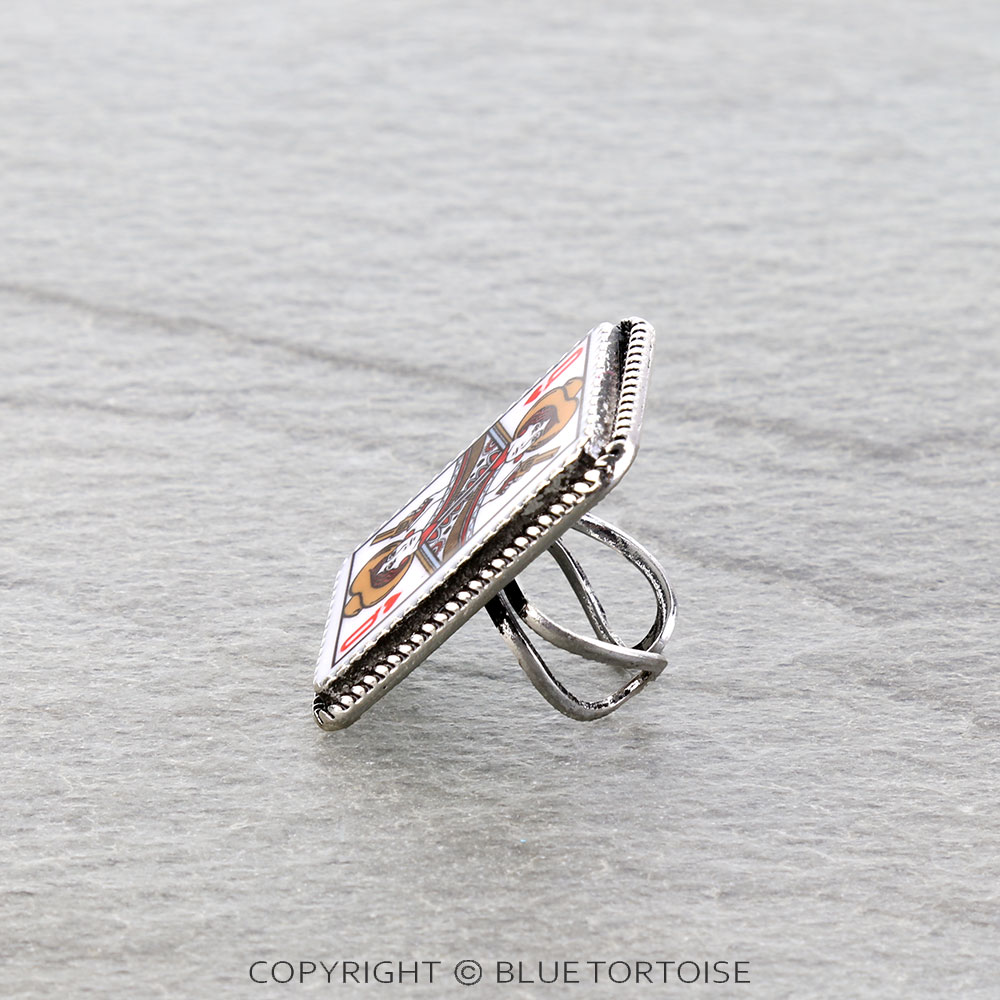 Western Heart Queen Card Cuff Ring - Image 2