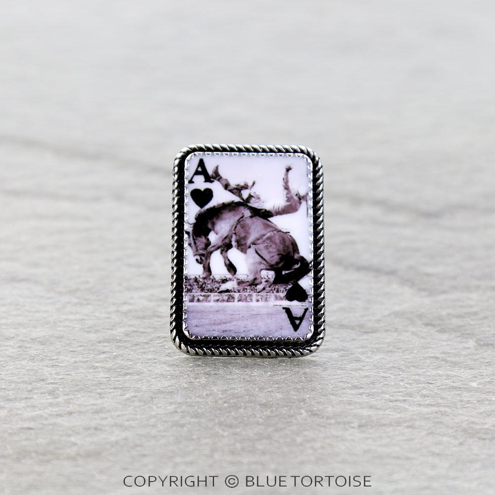Western Heart Ace Card Cuff Ring
