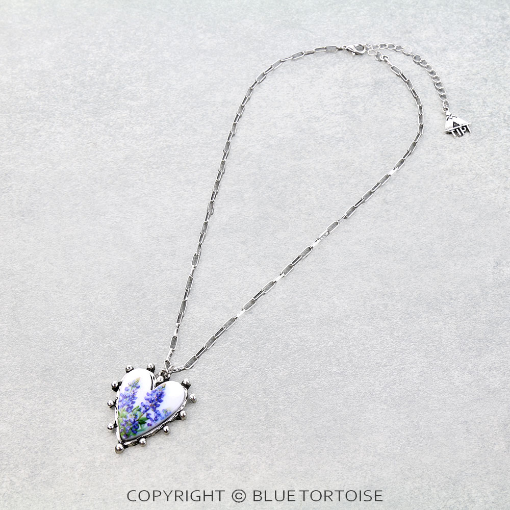 Western Heart Blue Bonnet Necklace