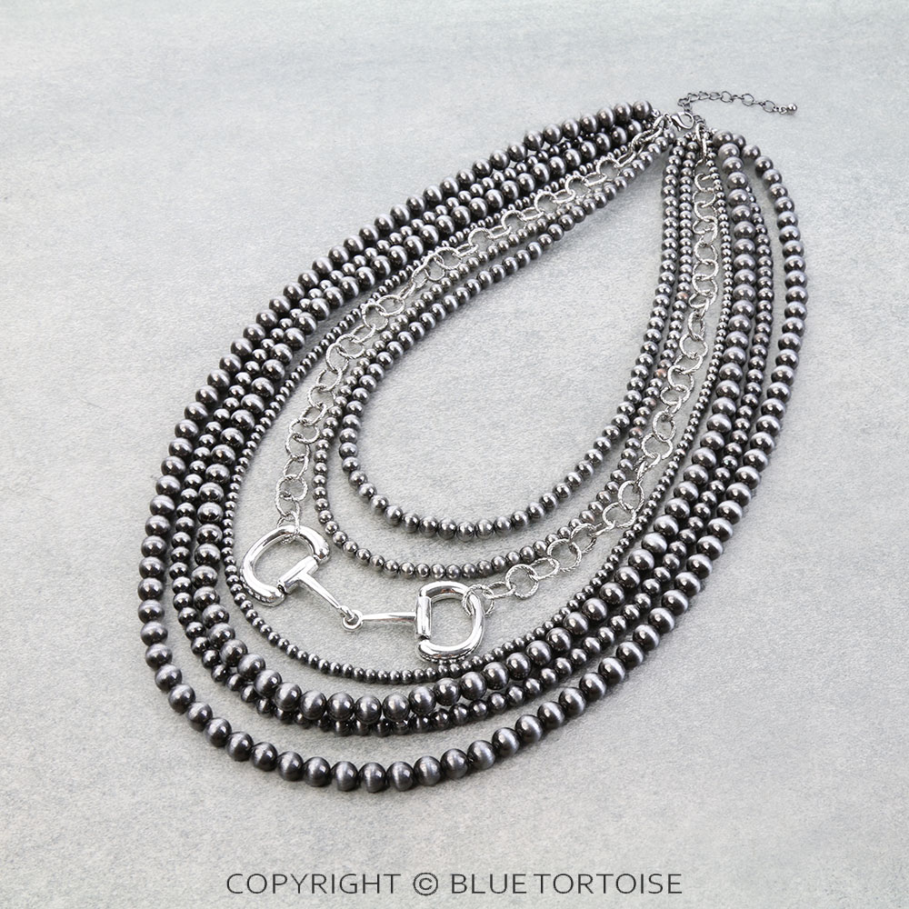 7 Layered Western Horsebit Necklace