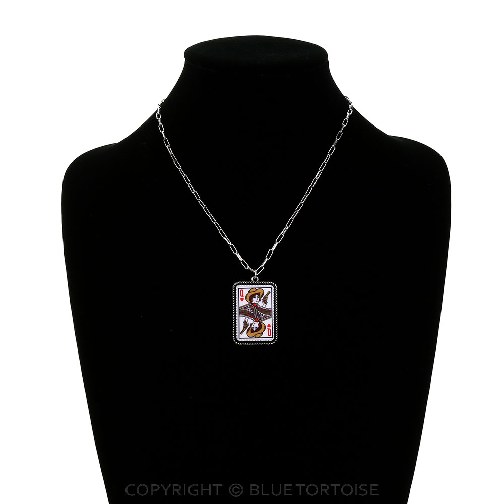 Western Heart Queen Card Necklace - Image 2