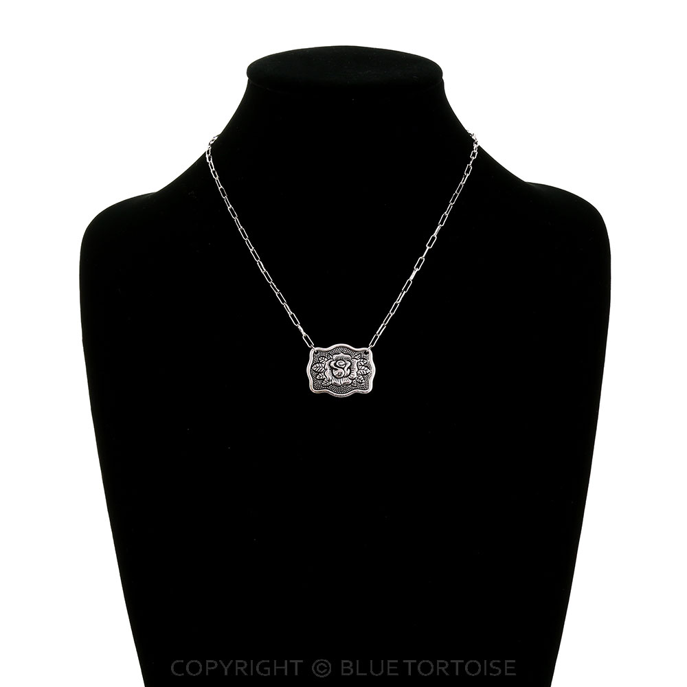 Western Flower Engraved Plate Necklace - Image 2