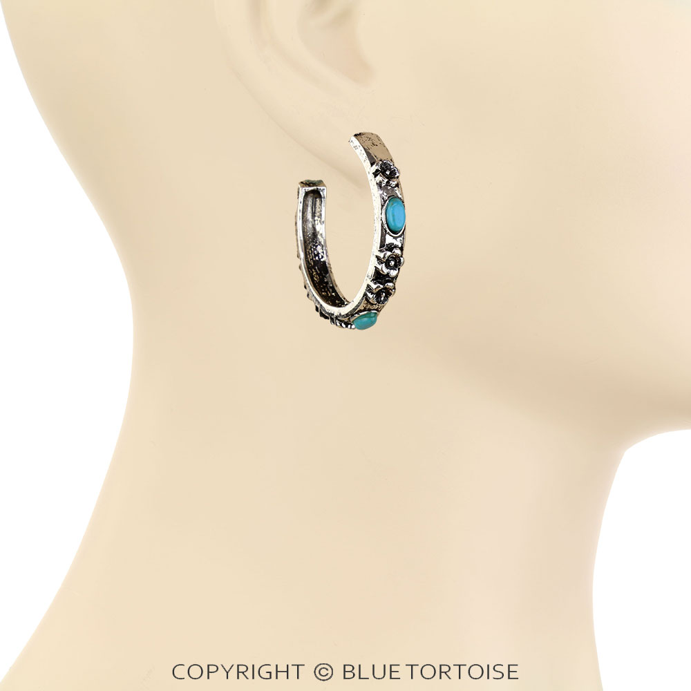 Western Flower TXR Hoop Earrings - Image 2