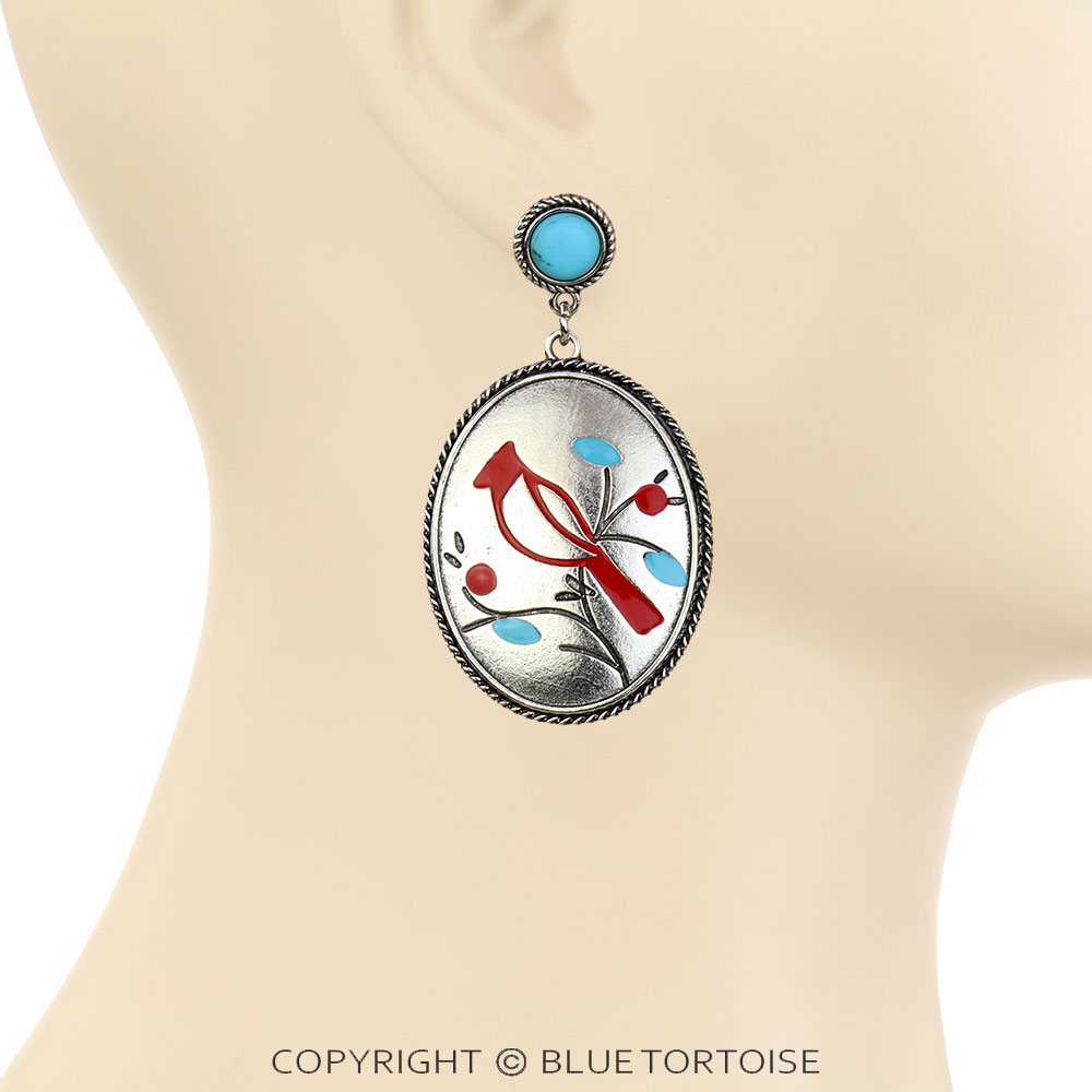 Western Oval Cardinal Stud Earrings - Image 2