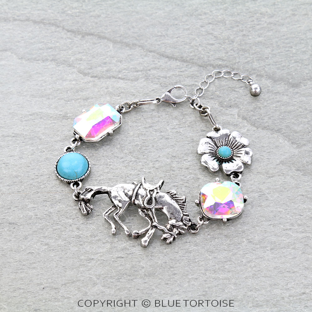 Western Horse Charm Link Bracelet