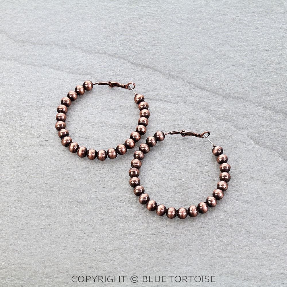 2" Navajo Style Pearl Hoop Earrings