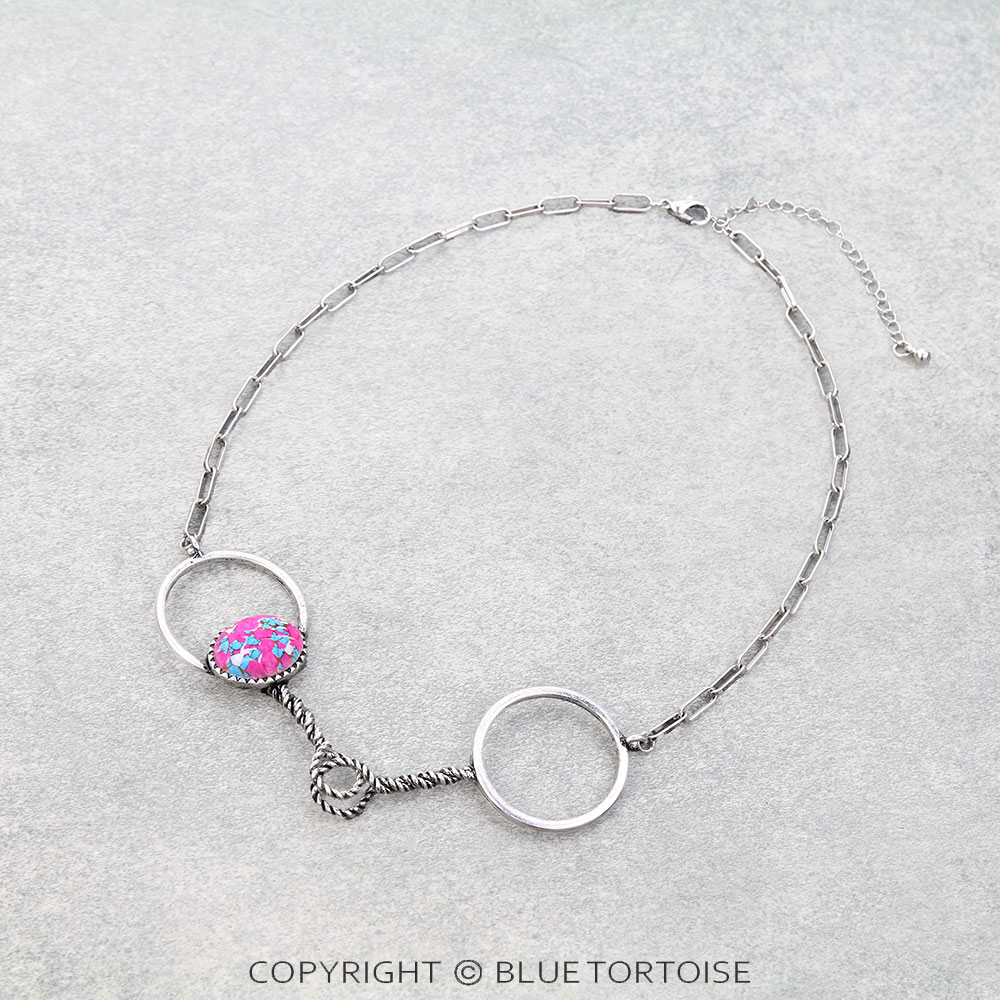 Western Horsebit Stone Necklace