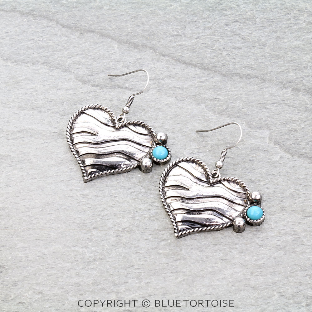 Leopard TXR Heart Dangle Earrings