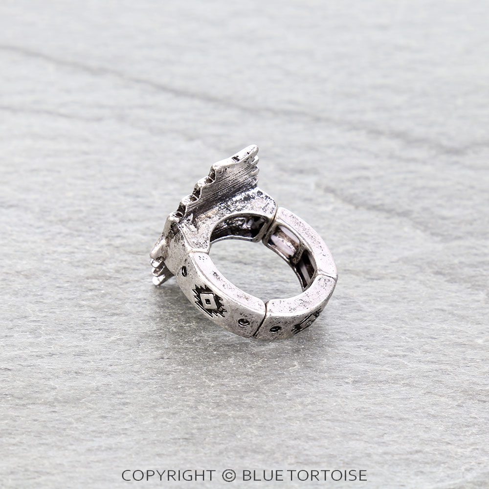 Western Aztec Chip Stone Stretch Ring - Image 2