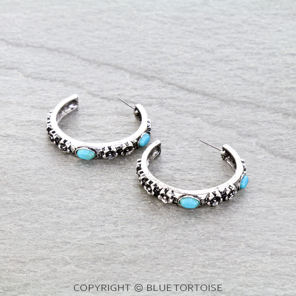 Western Flower TXR Hoop Earrings