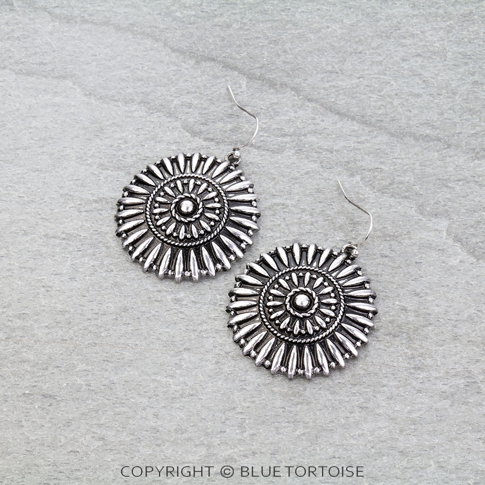 Western Ball TXR Concho Dangle Earrings