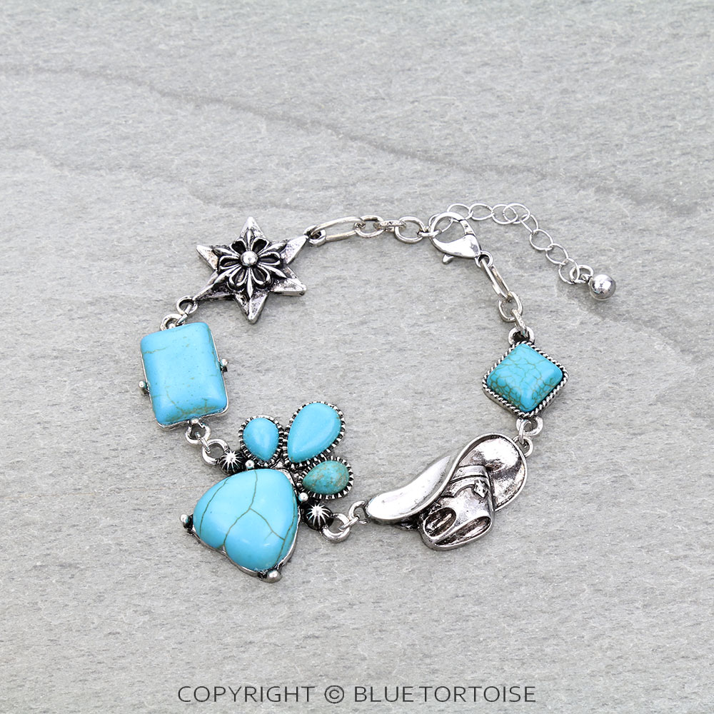 Western Heart Charm Link Bracelet