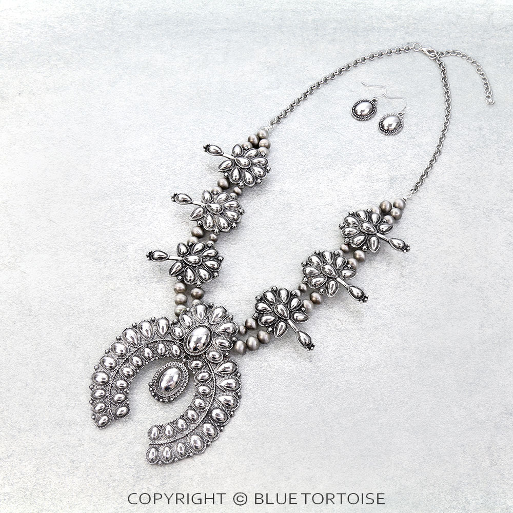 Western Ball TXR Squash Blossom Necklace Set