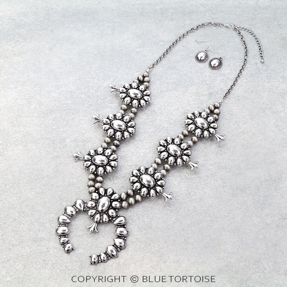 Western Ball TXR Squash Blossom Necklace Set