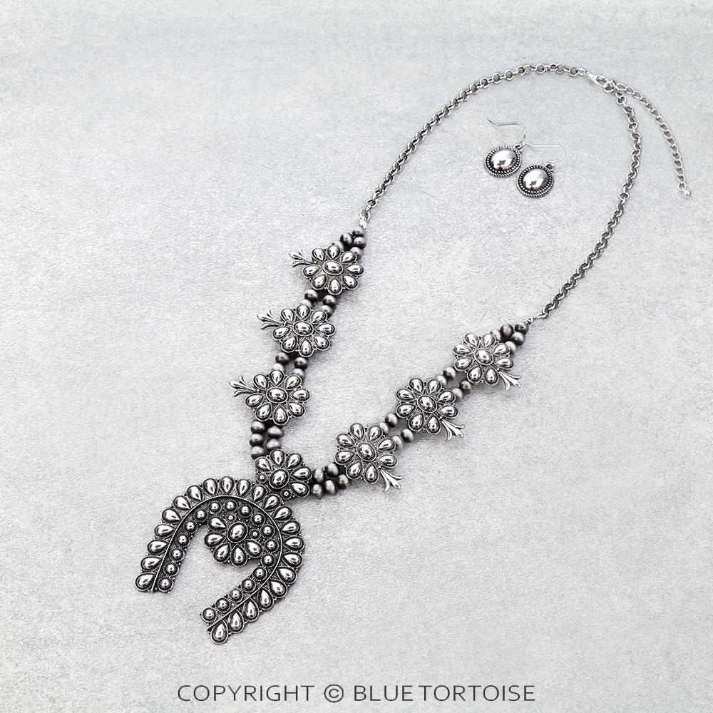 Western Ball TXR Squash Blossom Necklace Set