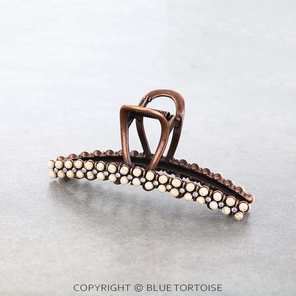 4.25" Western Navajo Style Bead Hair Claw Clip - Image 2