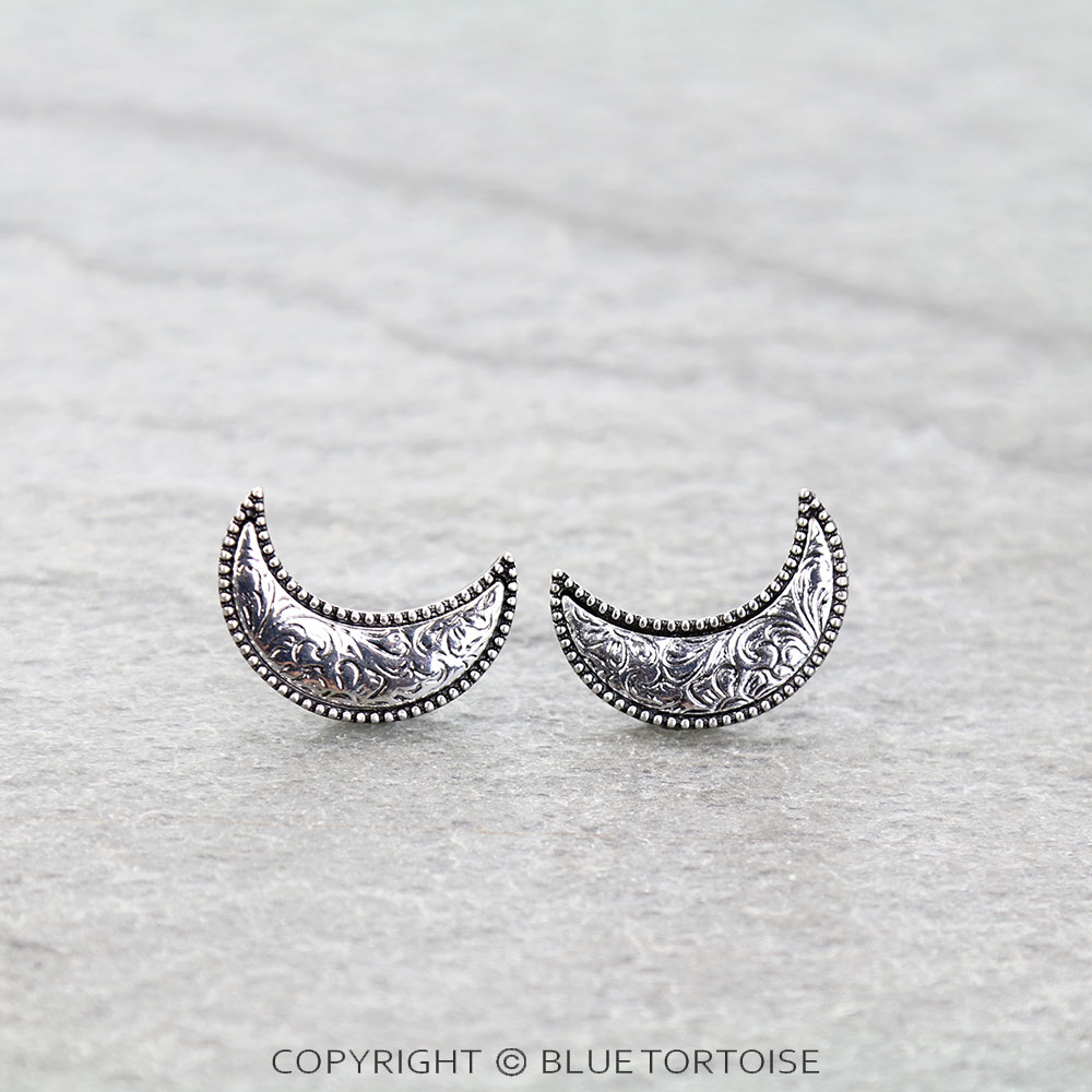 Western Dainty Moon Stud Earrings