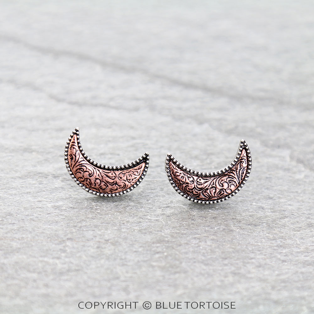 Western Dainty Moon Stud Earrings