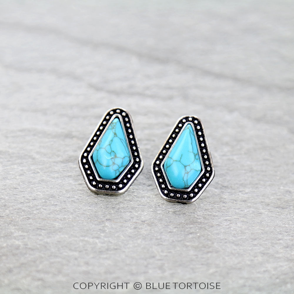 Western Teardrop Stone Stud Earrings