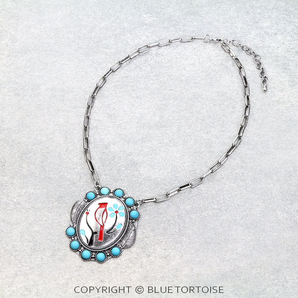Western Oval Cardinal Necklace