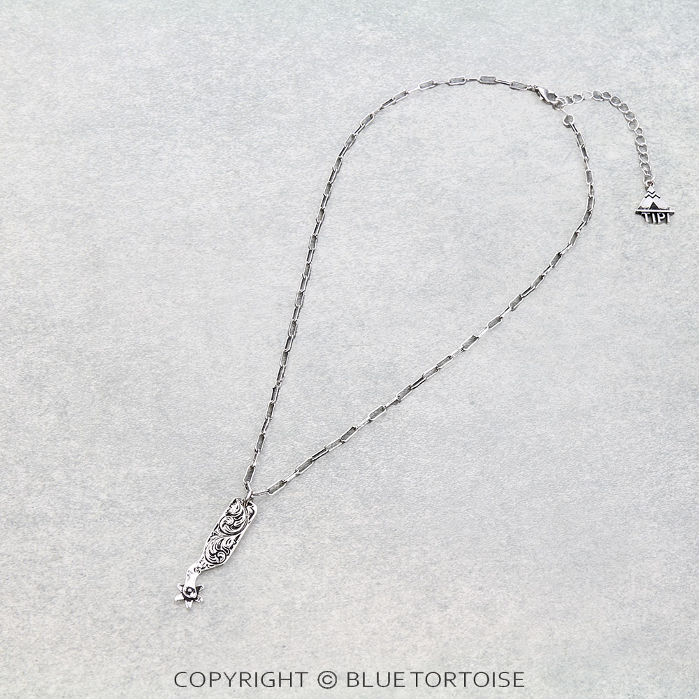 Western Spur Engraved Necklace