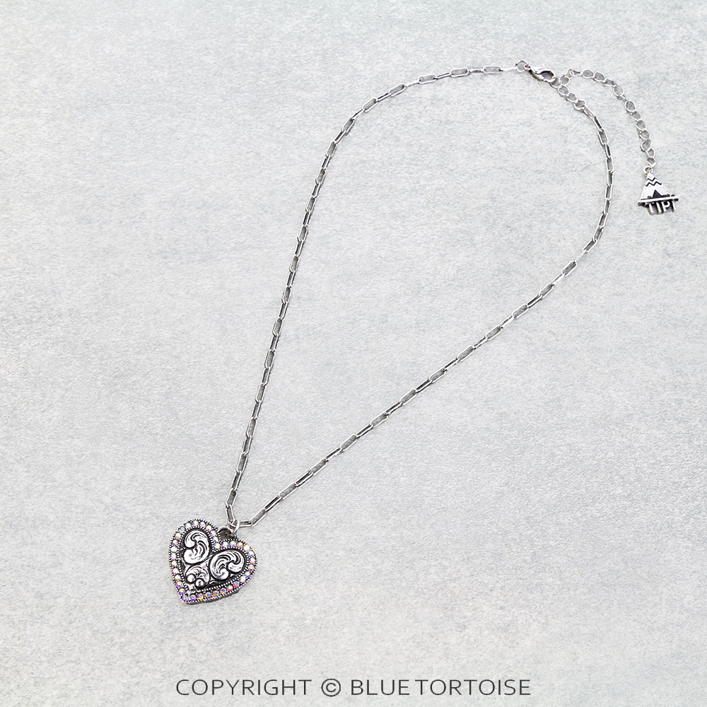 Western Heart Engraved AB Necklace
