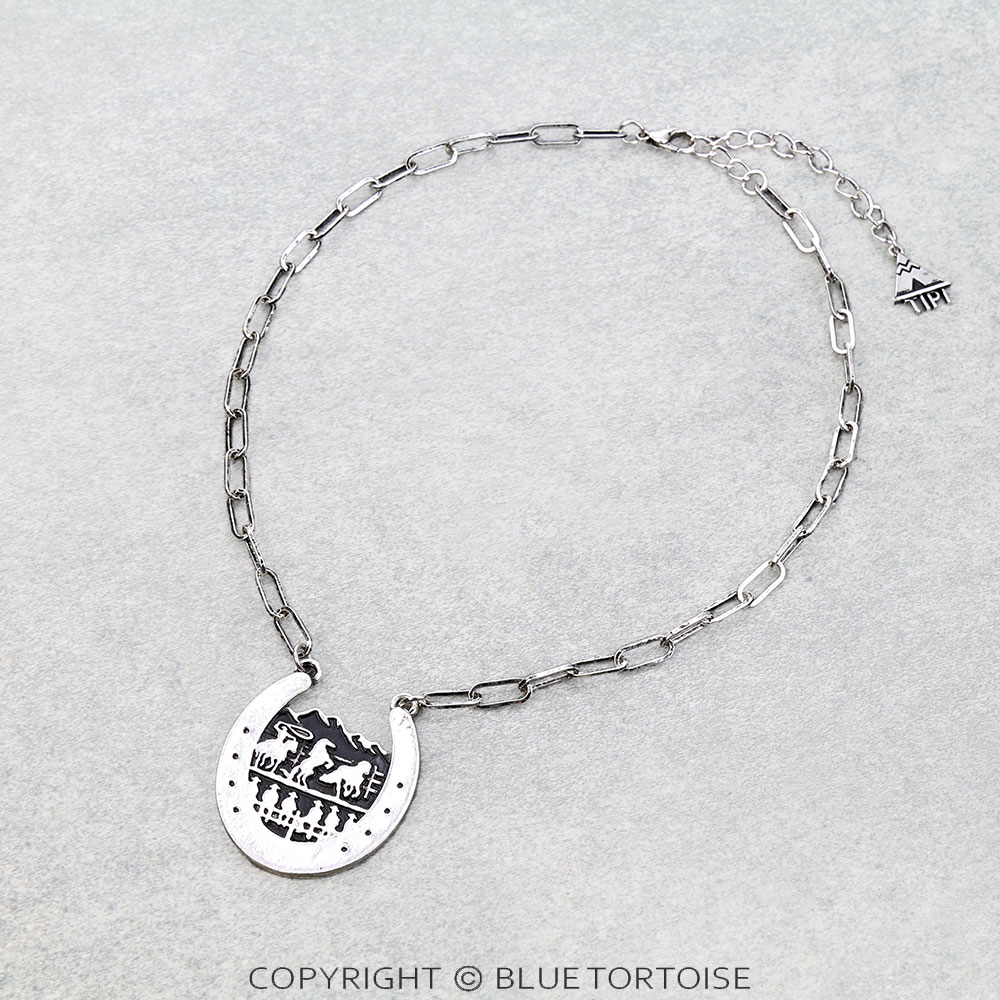 Western Horseshoe Cowboy Chain Necklace
