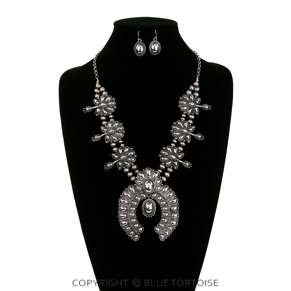 Western Ball TXR Squash Blossom Necklace Set - Image 2