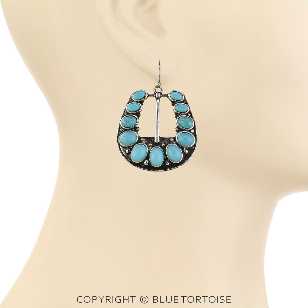 Western Belt Buckle Look Dangle Earrings - Image 2