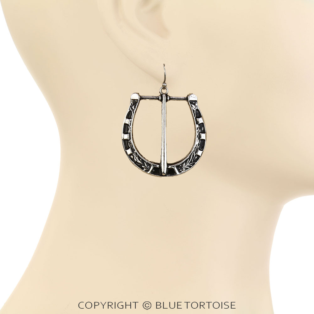 Western Belt Buckle Look Dangle Earrings - Image 2