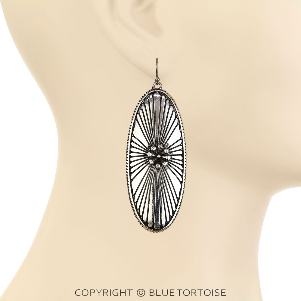 Western Oval Concho Dangle Earrings - Image 2