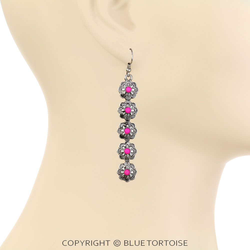 Western Flower Bar Dangle Earrings - Image 2