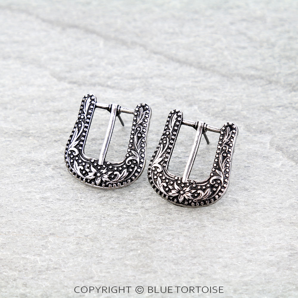 Western Small Belt Buckle Look Stud Earrings