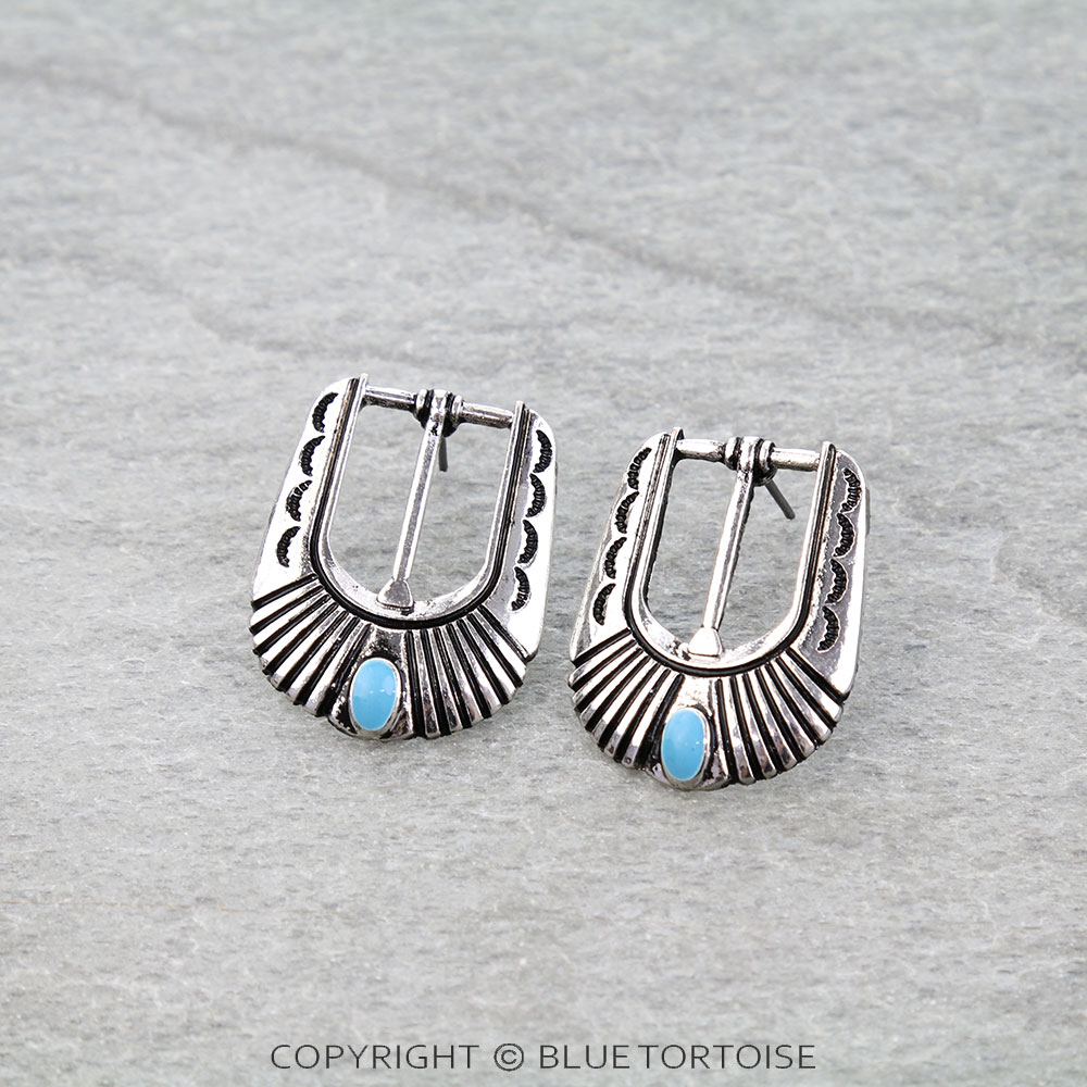 Western Small Belt Buckle Look Stud Earrings