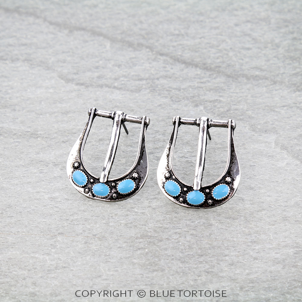 Western Small Belt Buckle Look Stud Earrings