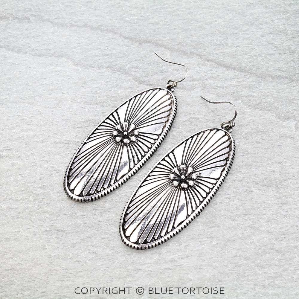 Western Oval Concho Dangle Earrings