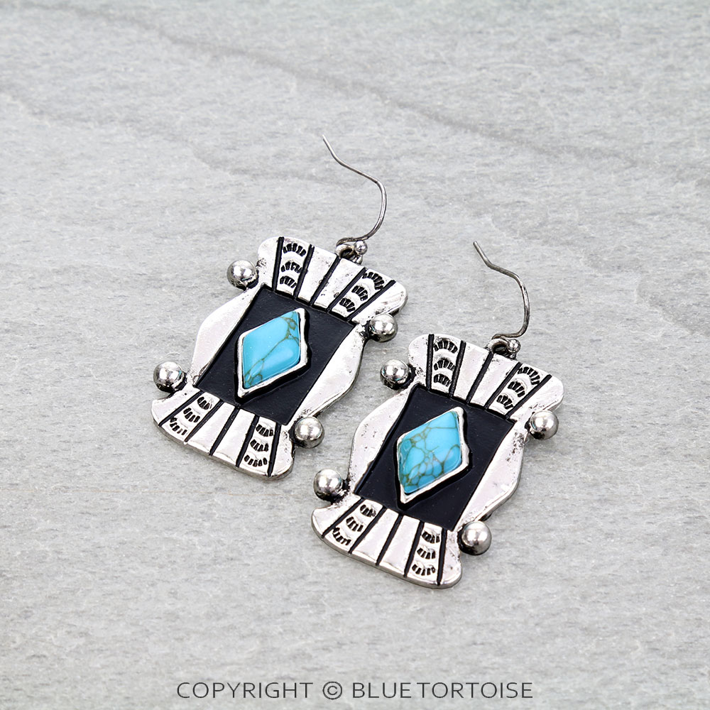 Western Diamond Concho Dangle Earrings