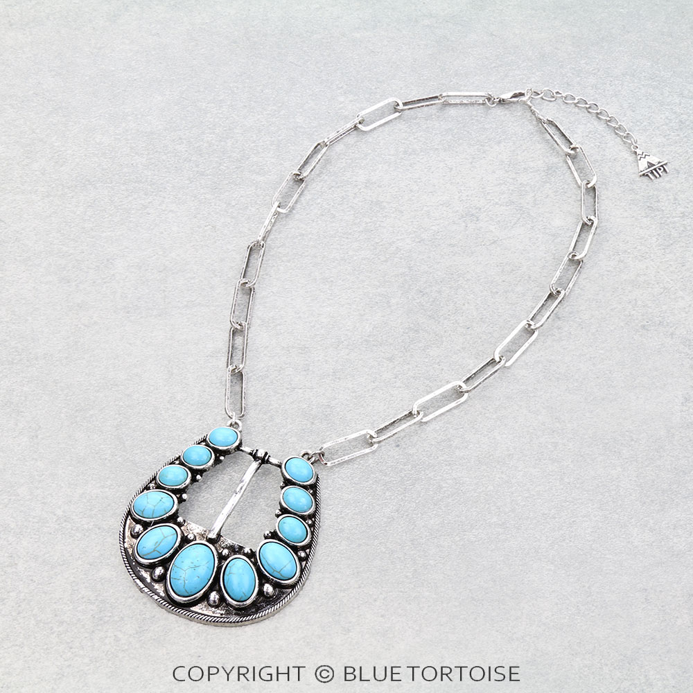 Western Large Belt Buckle Look Necklace